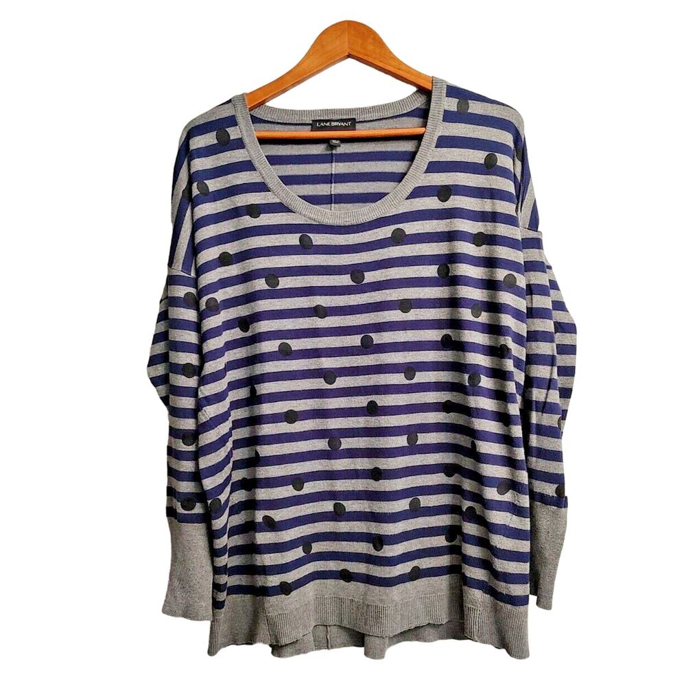 Lane Bryant Women's Pullover Sweater Gray Blue long sleeve Size 18/20